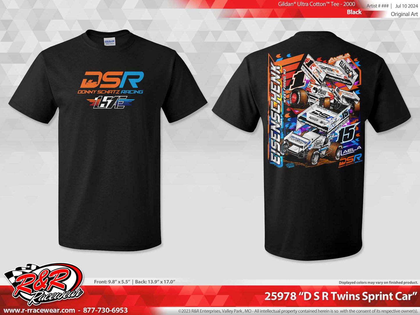 2024 DSR Twins Sprint Car T-Shirt Black