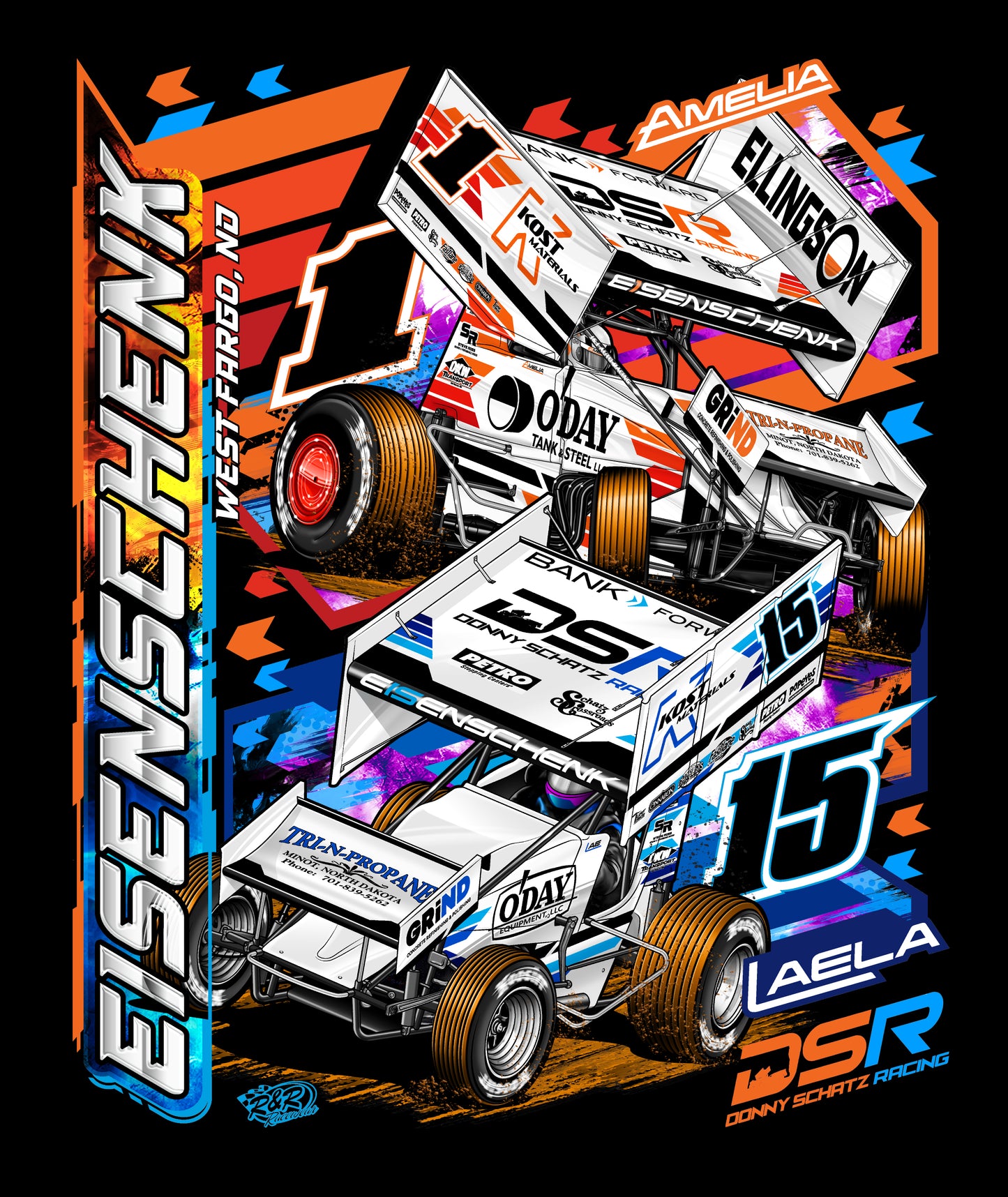 2024 DSR Twins Sprint Car T-Shirt Black